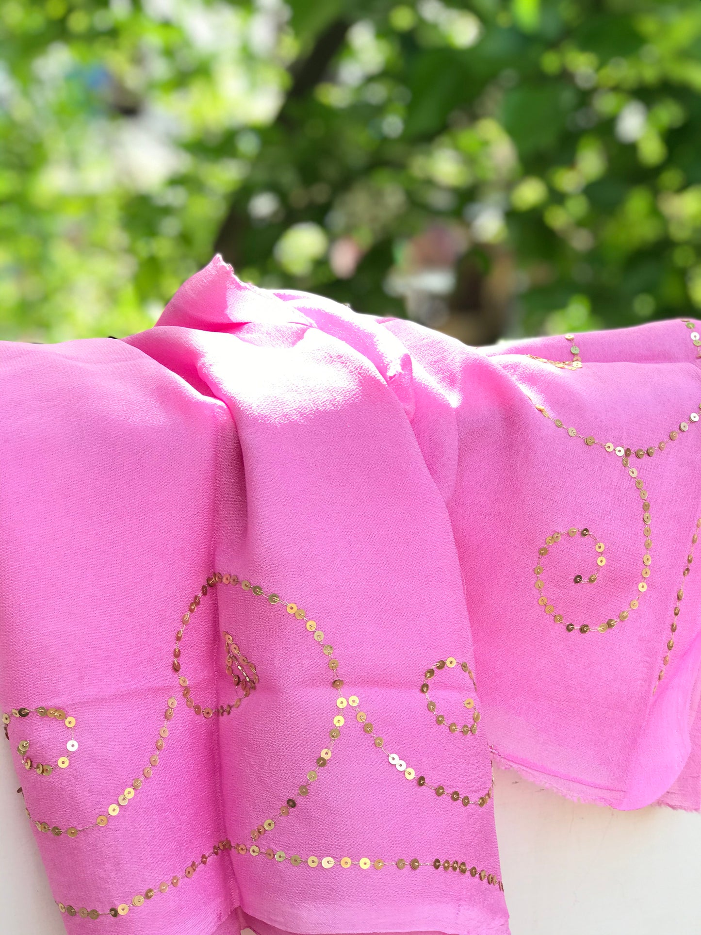 Pink Aari Sequins jaal Miraya Chiffon Sarees