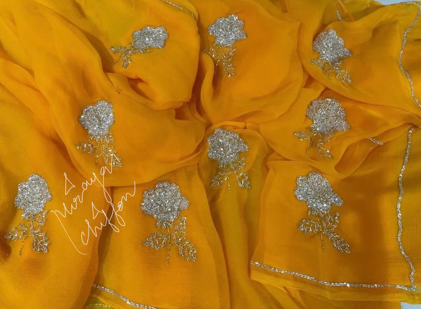 Yellow Kardana Rose motifs Miraya Sarees