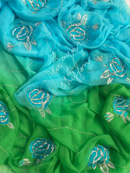 Green Shaded Aari Thread Jaal Miraya Sarees