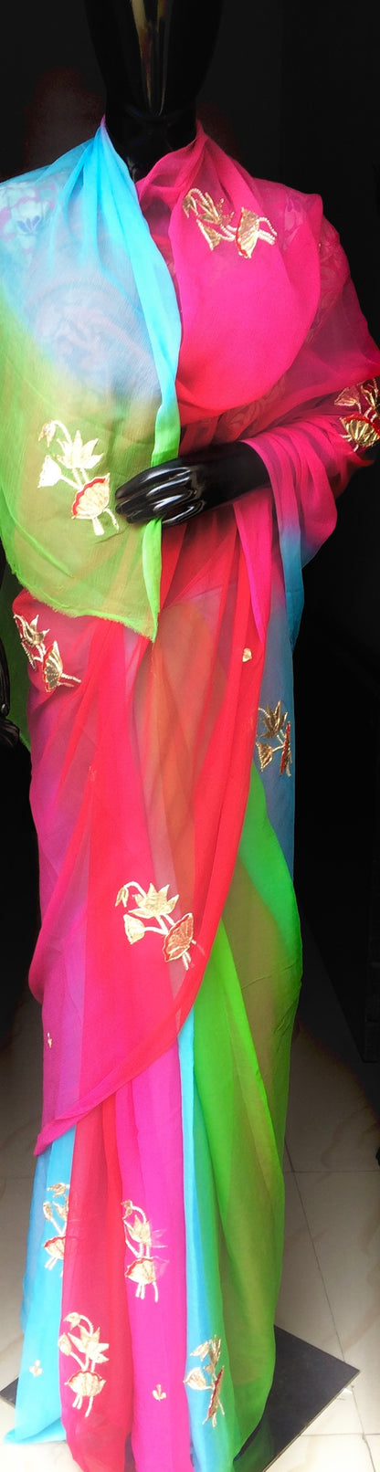 Multishaded Laffa Cutting Motifs Miraya Chiffon Sarees