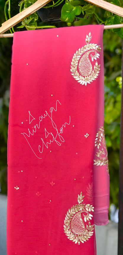 Peach Shaded Aari Motifs Miraya Sarees