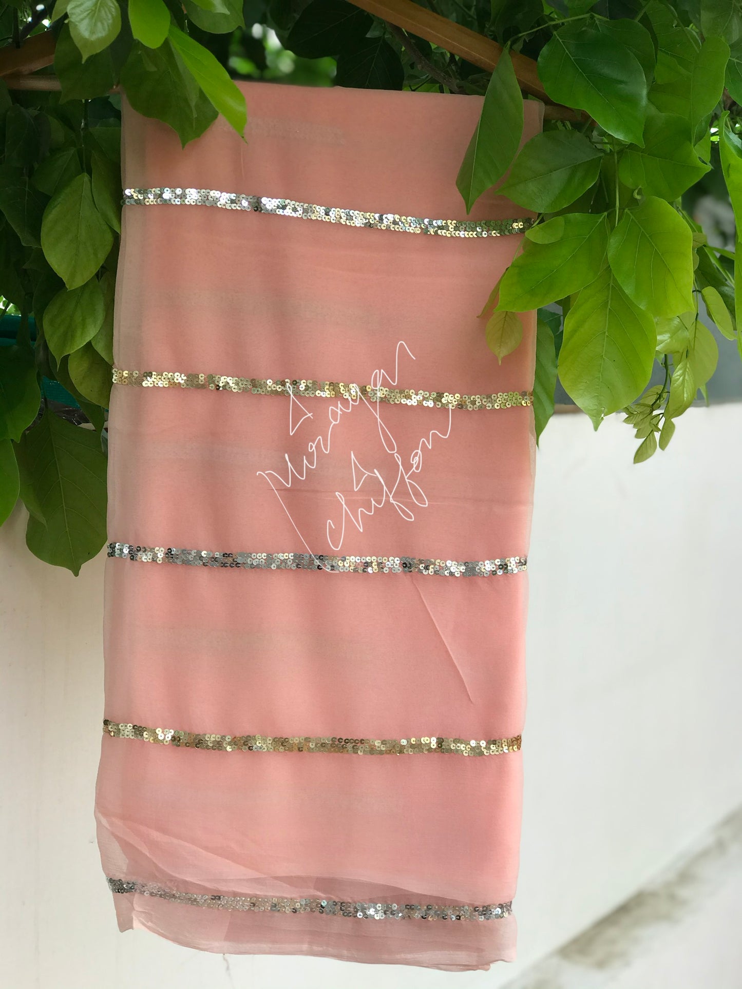 Peach Sequence line Miraya Sarees