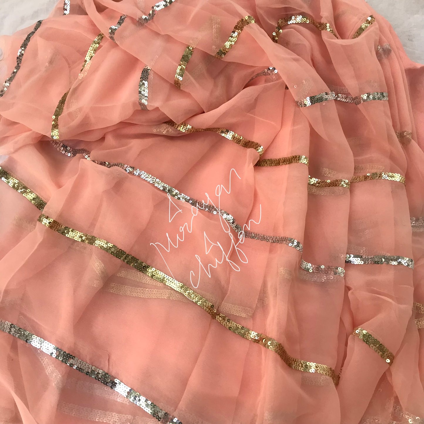 Peach Sequence line Miraya Sarees