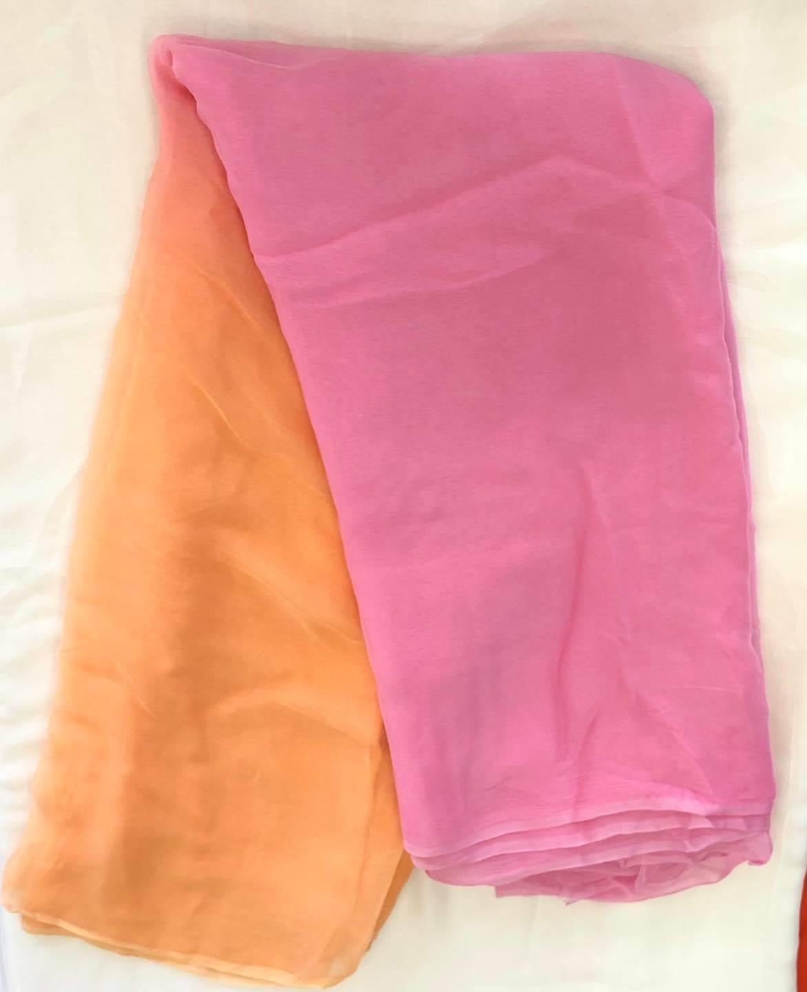 Ombre Pink Peach Plain Shaded Miraya Chiffon Sarees