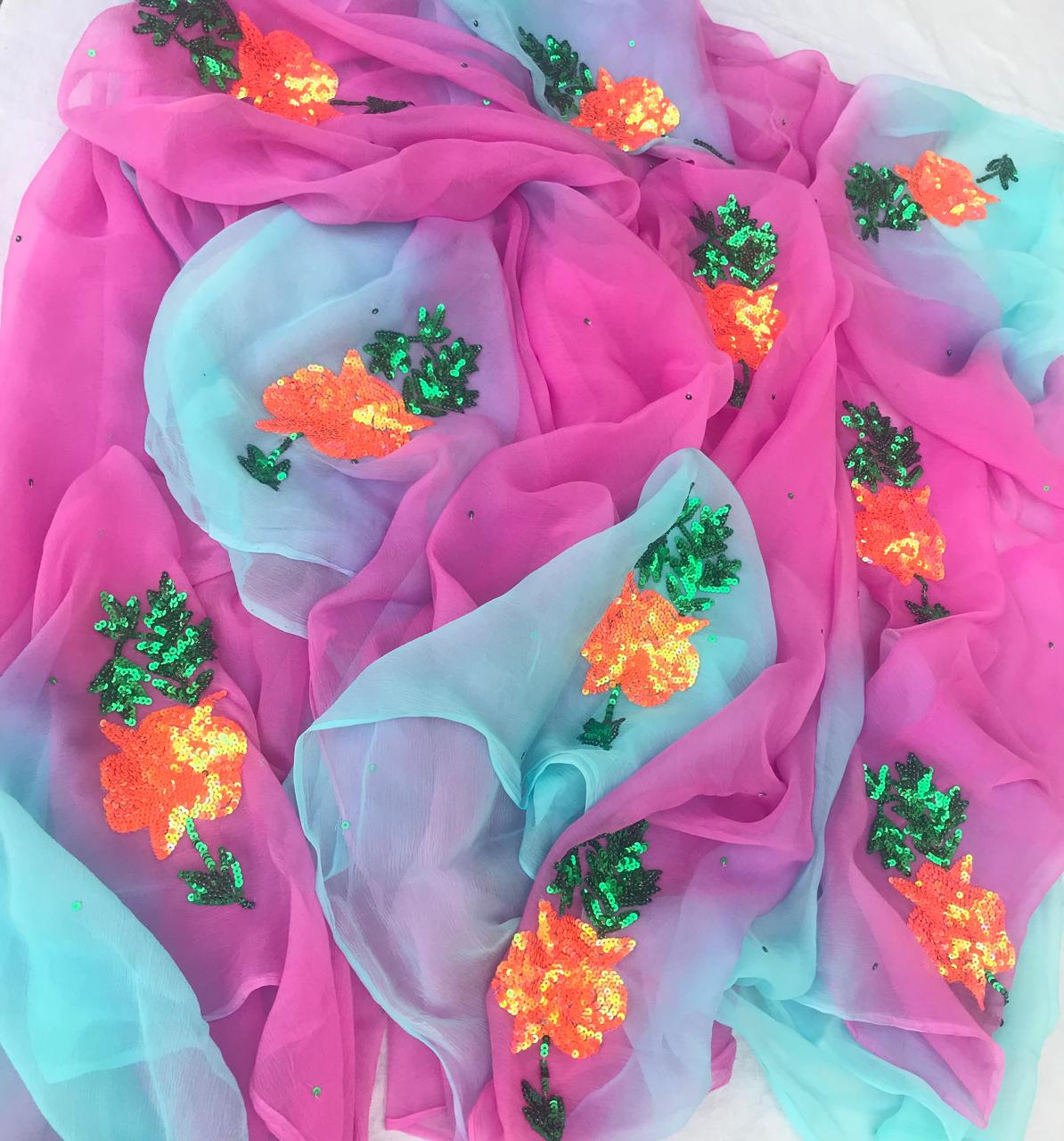 Pink ombré sequins motifs