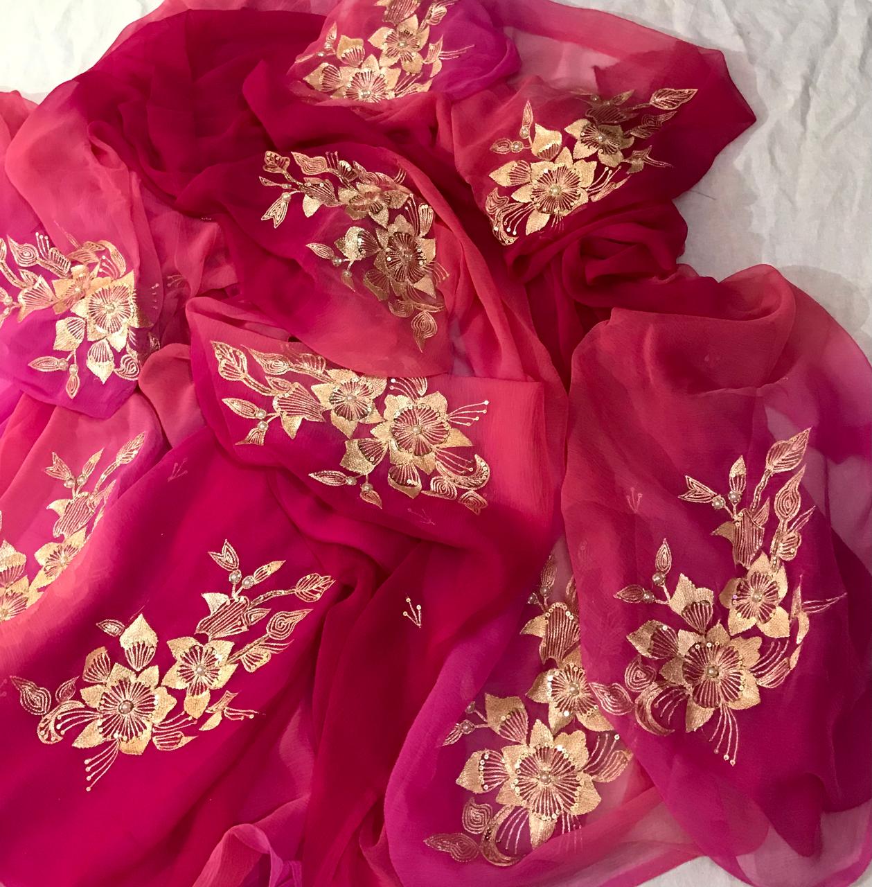 Ombre pink Zari motif