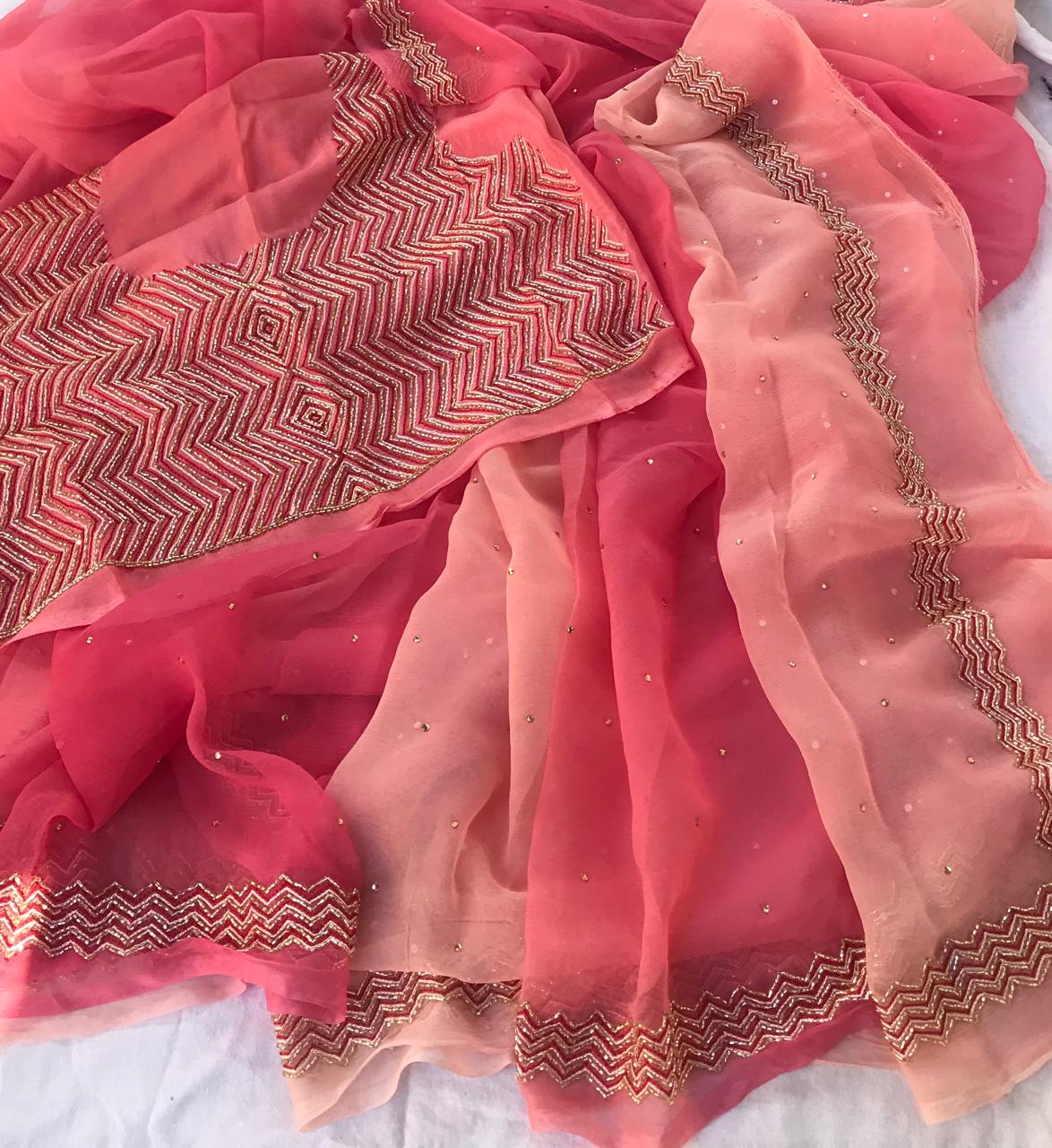 Ombre peach cutdana border