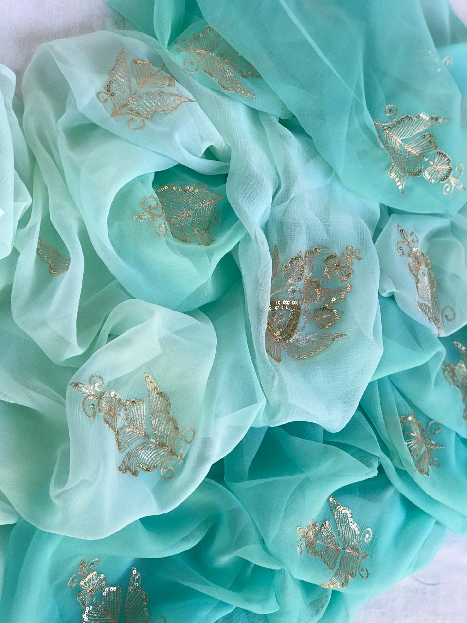 Ombre powder blue Aari motifs