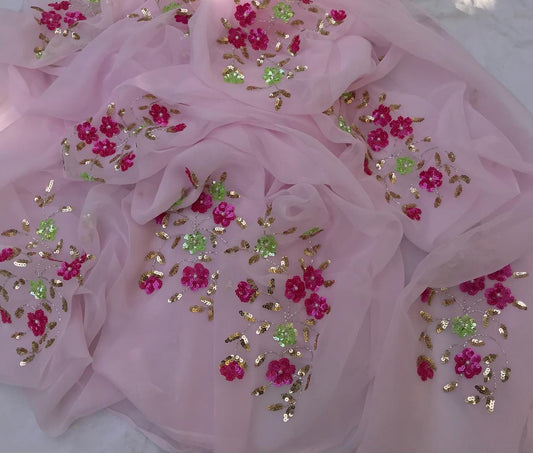 Baby pink sequins motif