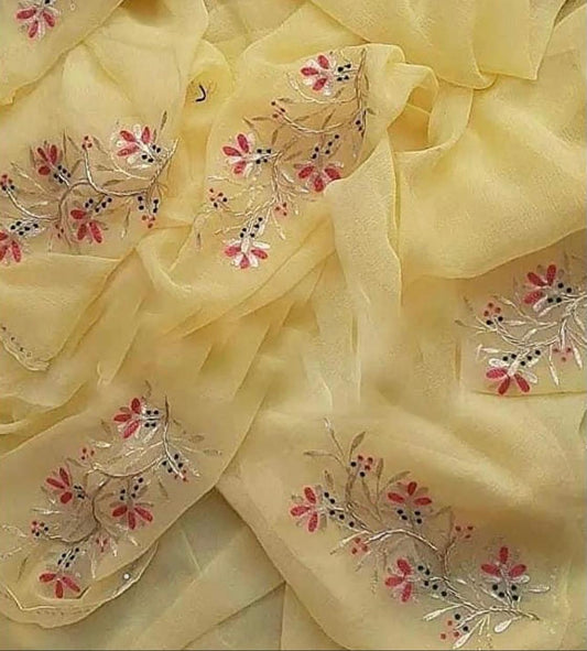Cream sequins aari boota