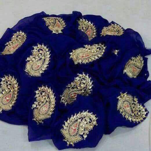 Blue Danka Kerry buta saree