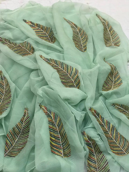 Resham & cutdana Pankh buta saree