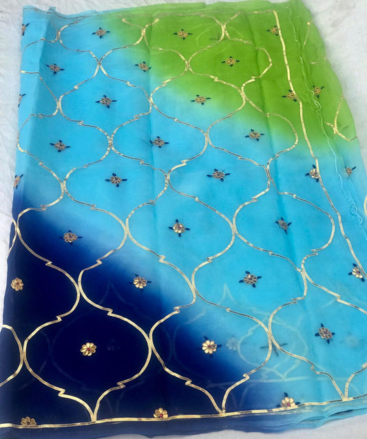 Ombre blue shaded gotta Jaal saree
