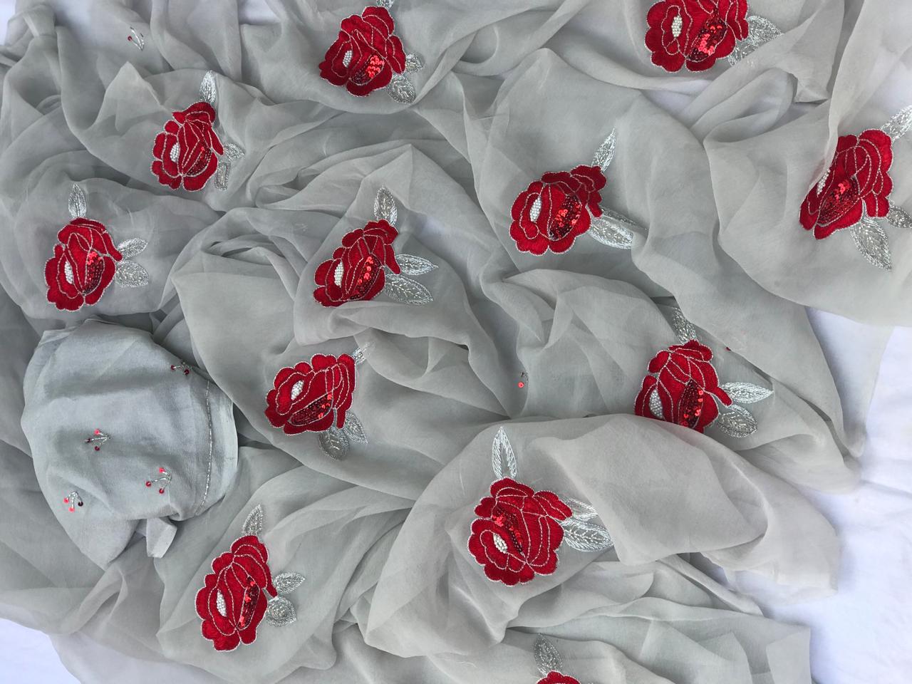 Grey sequins thread motif