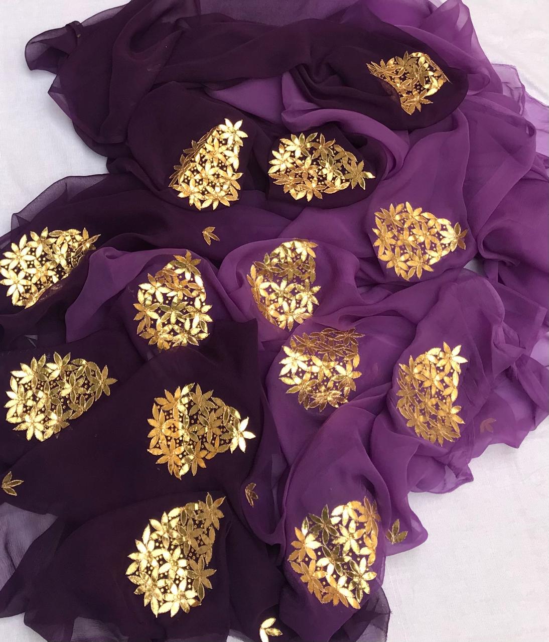 Ombre purple shaded Gottapatti buta saree