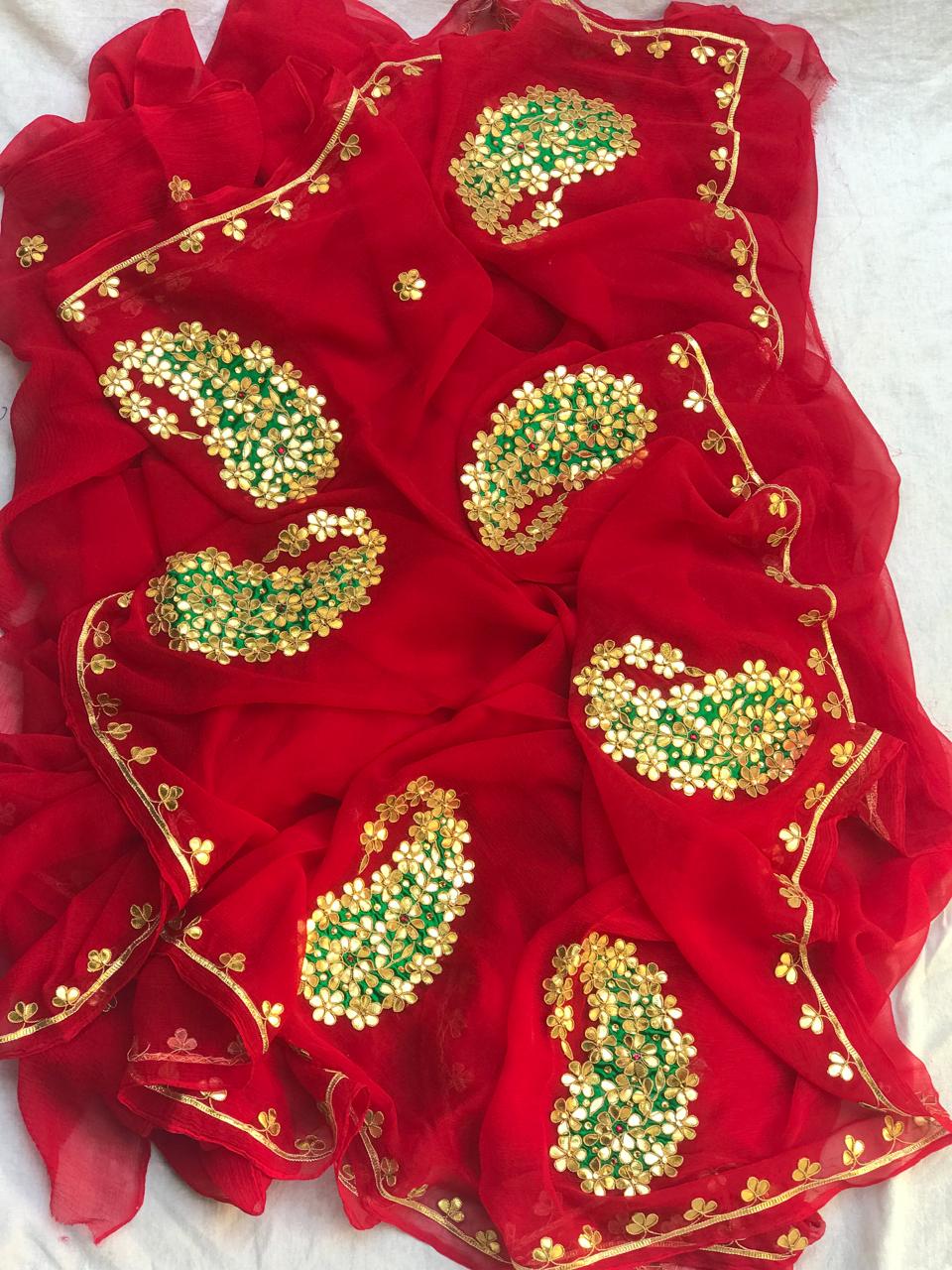 Red Gottapatti  buta saree