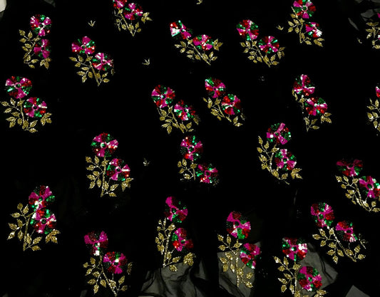 Black sequins buta saree