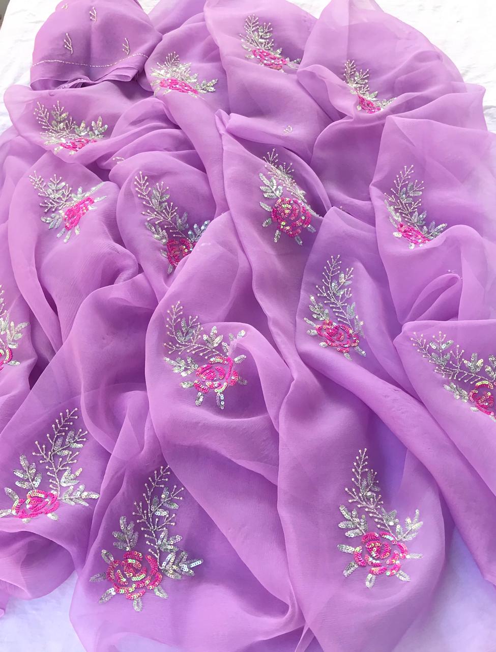 Lavender sequins rose motif