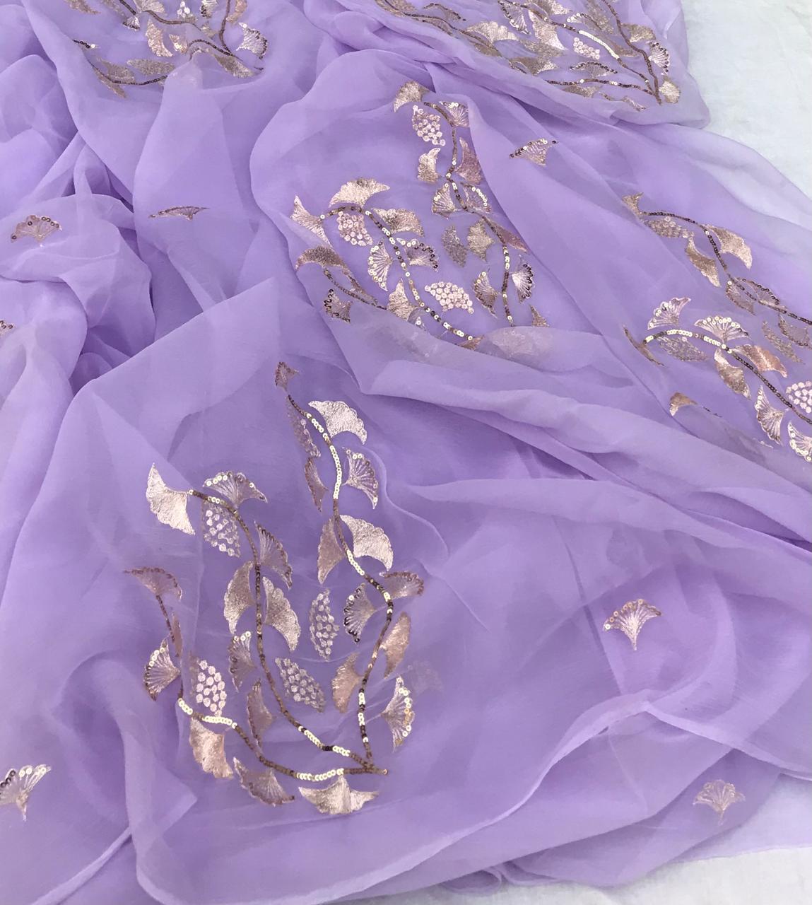 Lavender zari buta saree