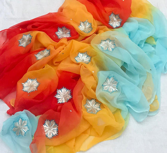 Ombre sky blue zari buta saree