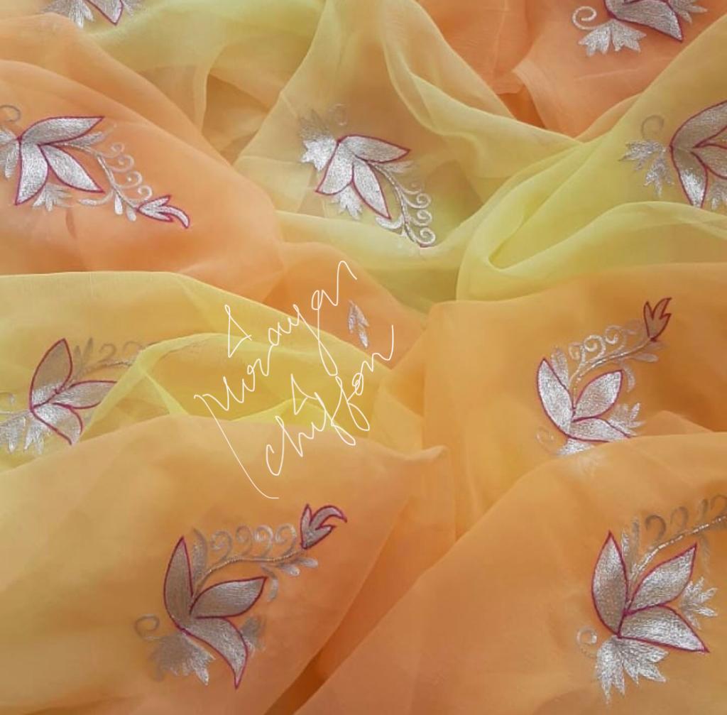 Yellow Shaded Aari Motifs Miraya Sarees