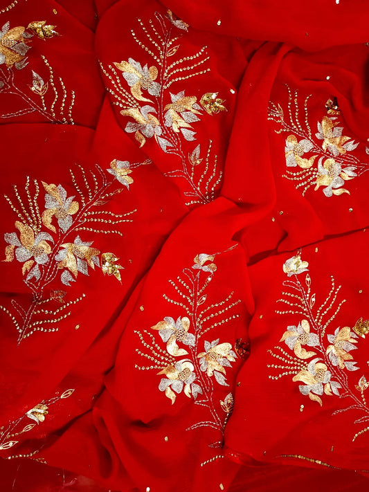 Red Aari Motifs Miraya Sarees