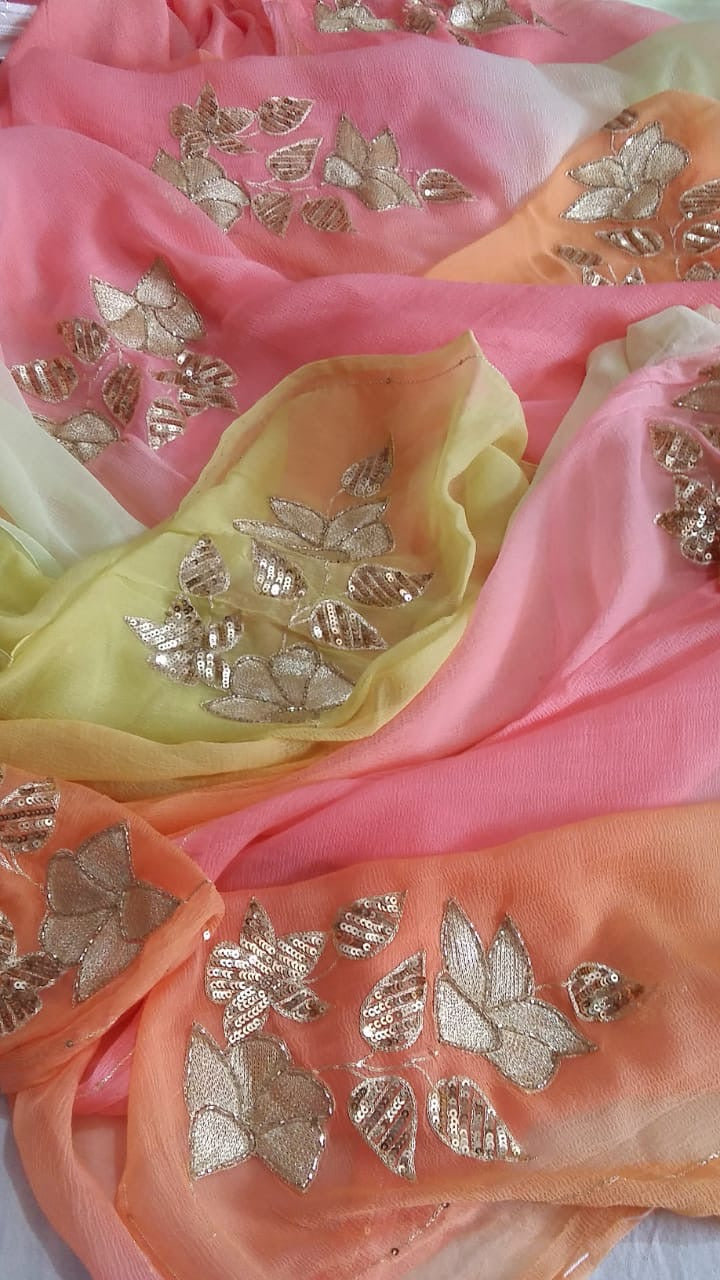 Ombre shaded Zari buta saree