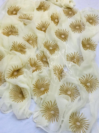 Cream Cutdana Motifs Miraya Sarees