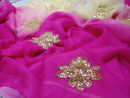 Cream Shaded Aari Motifs Miraya Sarees