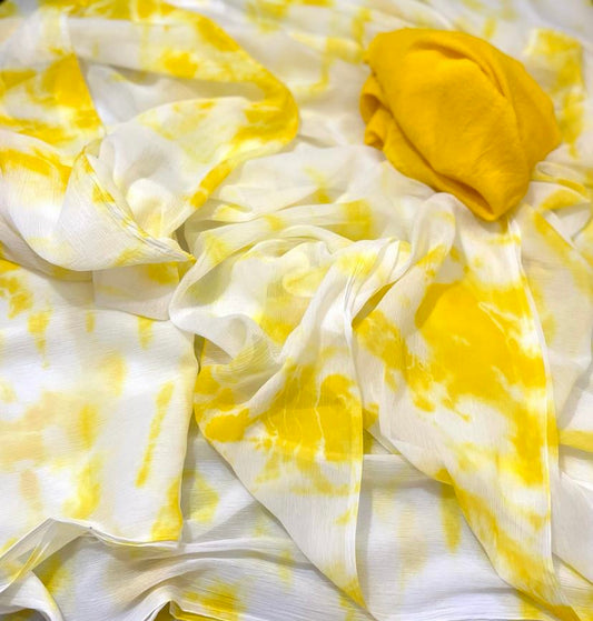 Yellow Shibori Tie Dye Miraya Chiffon Sarees