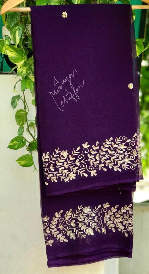 Lavender Aari Sequence Border Miraya Sarees