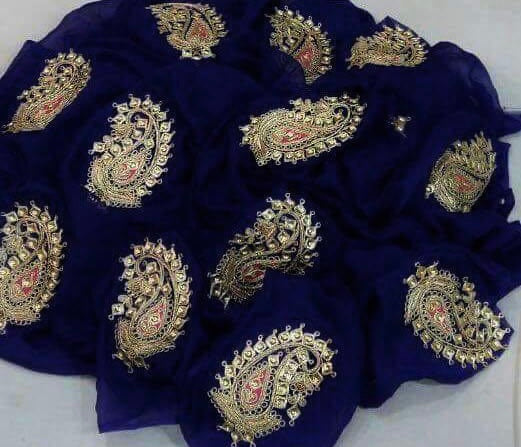 Blue Danka Kerry Motifs Miraya Sarees